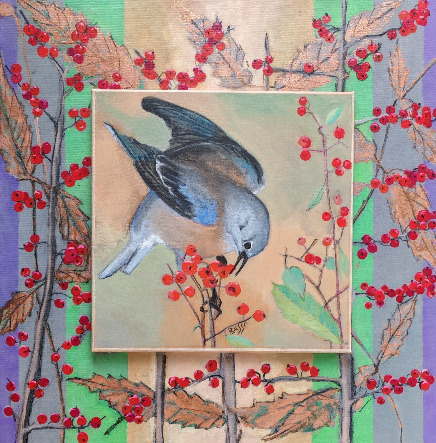 In the World of Red Berries Andrea Bassi Original painting for sale