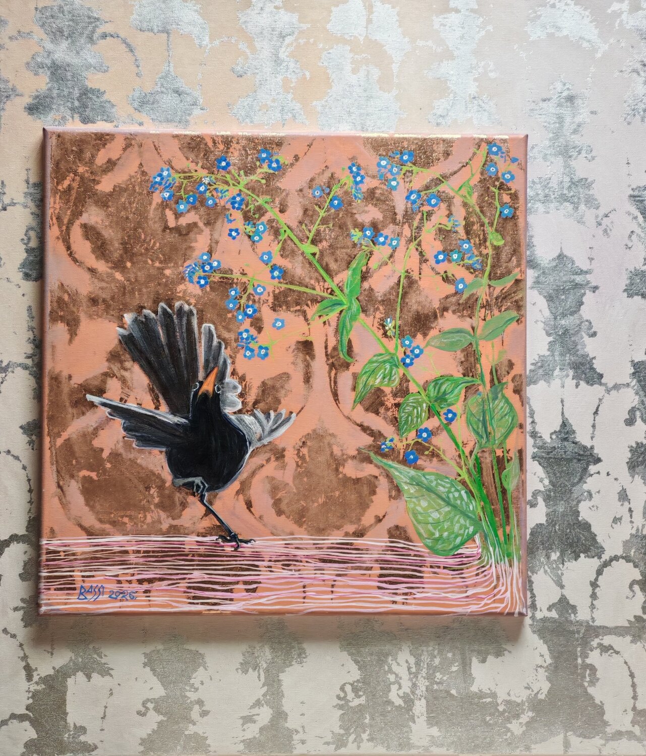 Dance, Dance, Black bird - How Can I Dance When I'm Barefoot Andrea Bassi Original painting for sale