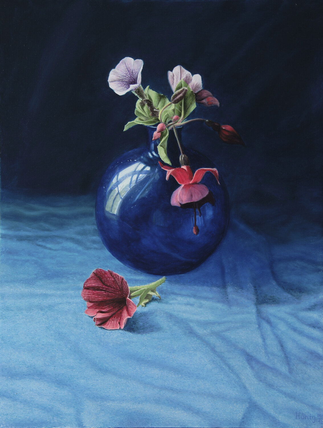 Stilleben mit blauer Vase Manfred Hönig Original painting for sale
