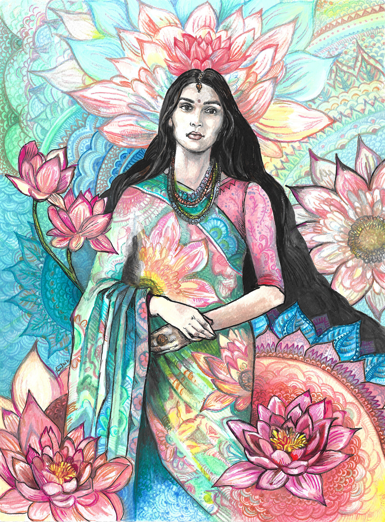 Thema Saree Gemälde