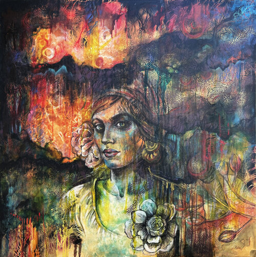 Crimson Horizon by Fanitsa Petrou, Painting for Sale on Select