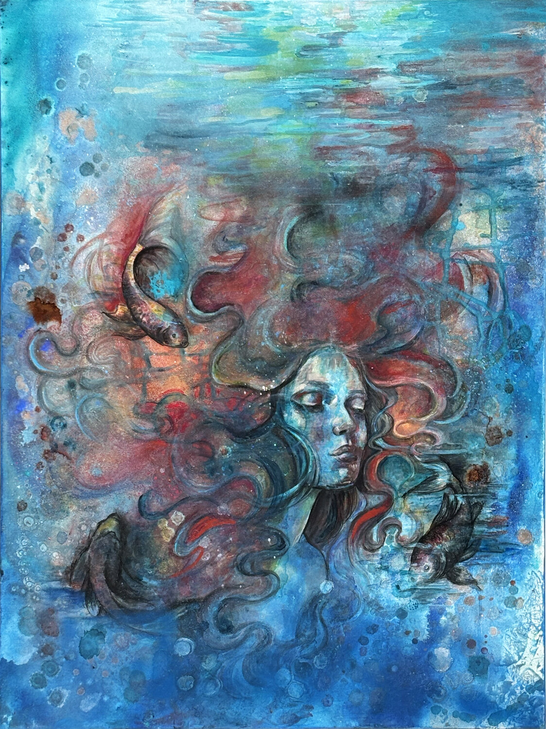 Resurfacing  Mermaid Fanitsa Petrou Original painting for sale