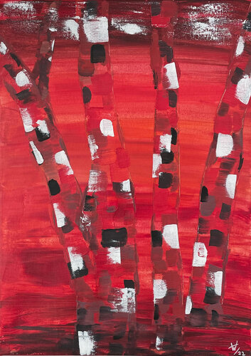 Birken rot by Hagen Wieland, Painting for Sale on Select