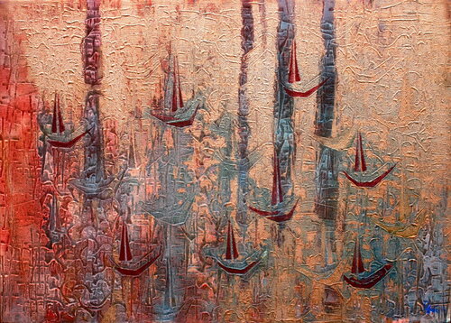 8 Schiffe by Thomas Hain, Painting for Sale on Select