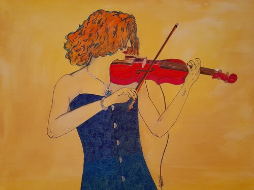 Red Fiddle by Ing. Buchberger, Painting for Sale on Select