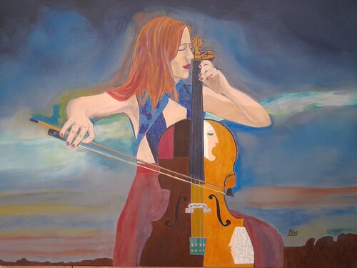 Solistin mit Cello by Ing. Buchberger, Painting for Sale on Select