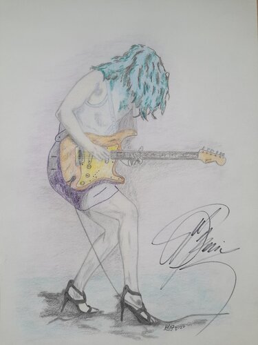Bedingungslos 1 / Zeichnung von Ana Popovic, signiert nach Konzert by Ing. Buchberger, Drawing for Sale on Select