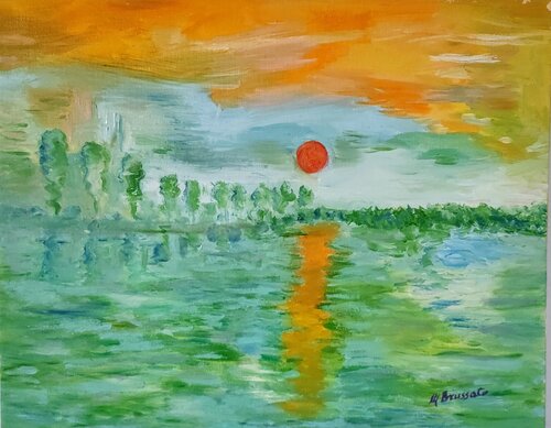 Sunset on the great river by Miriam Brussato, Painting for Sale on Select
