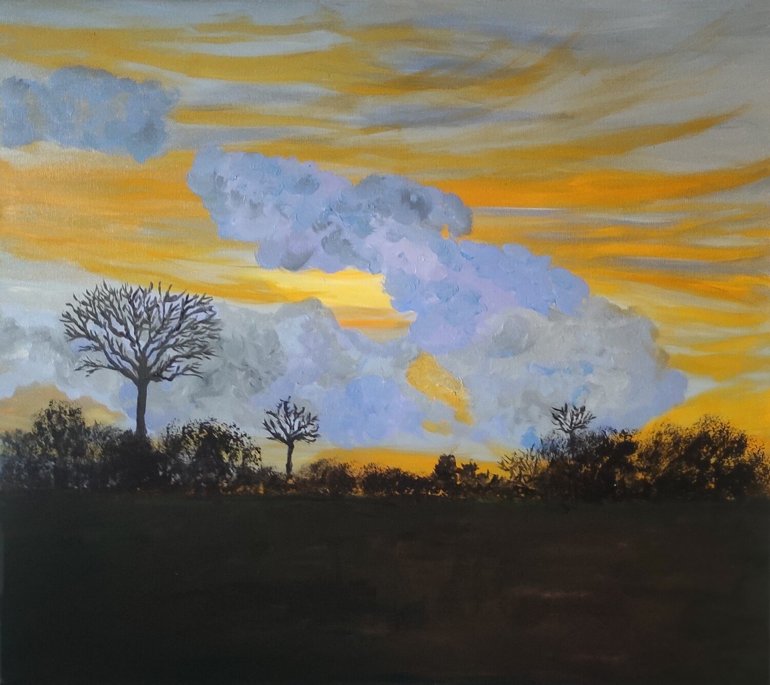 Cloudy winter evening Miriam Brussato Original painting for sale