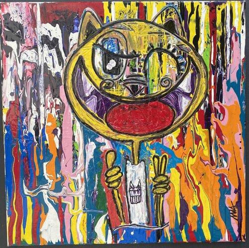 Vives les fleurs et les chats by SEB PAUL MICHEL, Painting for Sale on Select