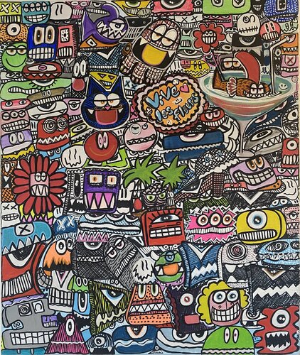 Cool, fun et vive les fleurs by SEB PAUL MICHEL, Painting for Sale on Select