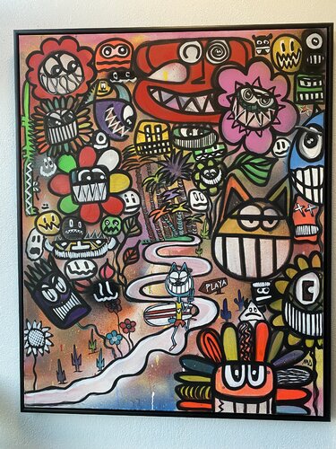 Playa, cat and flower by SEB PAUL MICHEL, Painting for Sale on Select