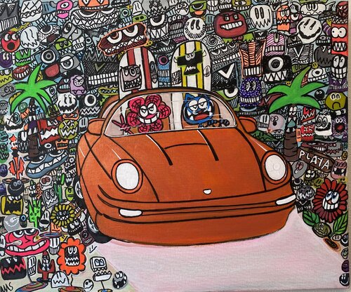 Vive les fleurs en voiture by SEB PAUL MICHEL, Painting for Sale on Select