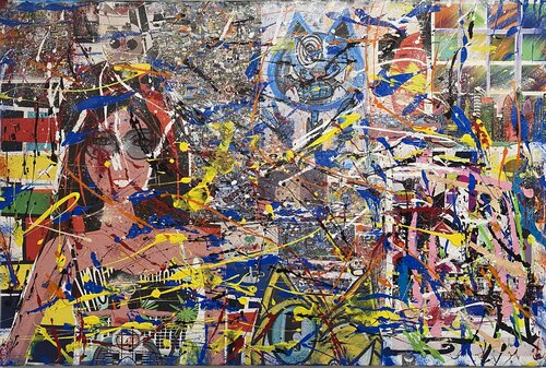 Vive les fleurs, les chats, la peinture, les collages et Aloha by SEB PAUL MICHEL, Painting for Sale on Select