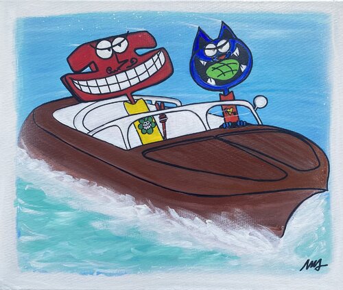 Vve les fleurs en bateau by SEB PAUL MICHEL, Painting for Sale on Select