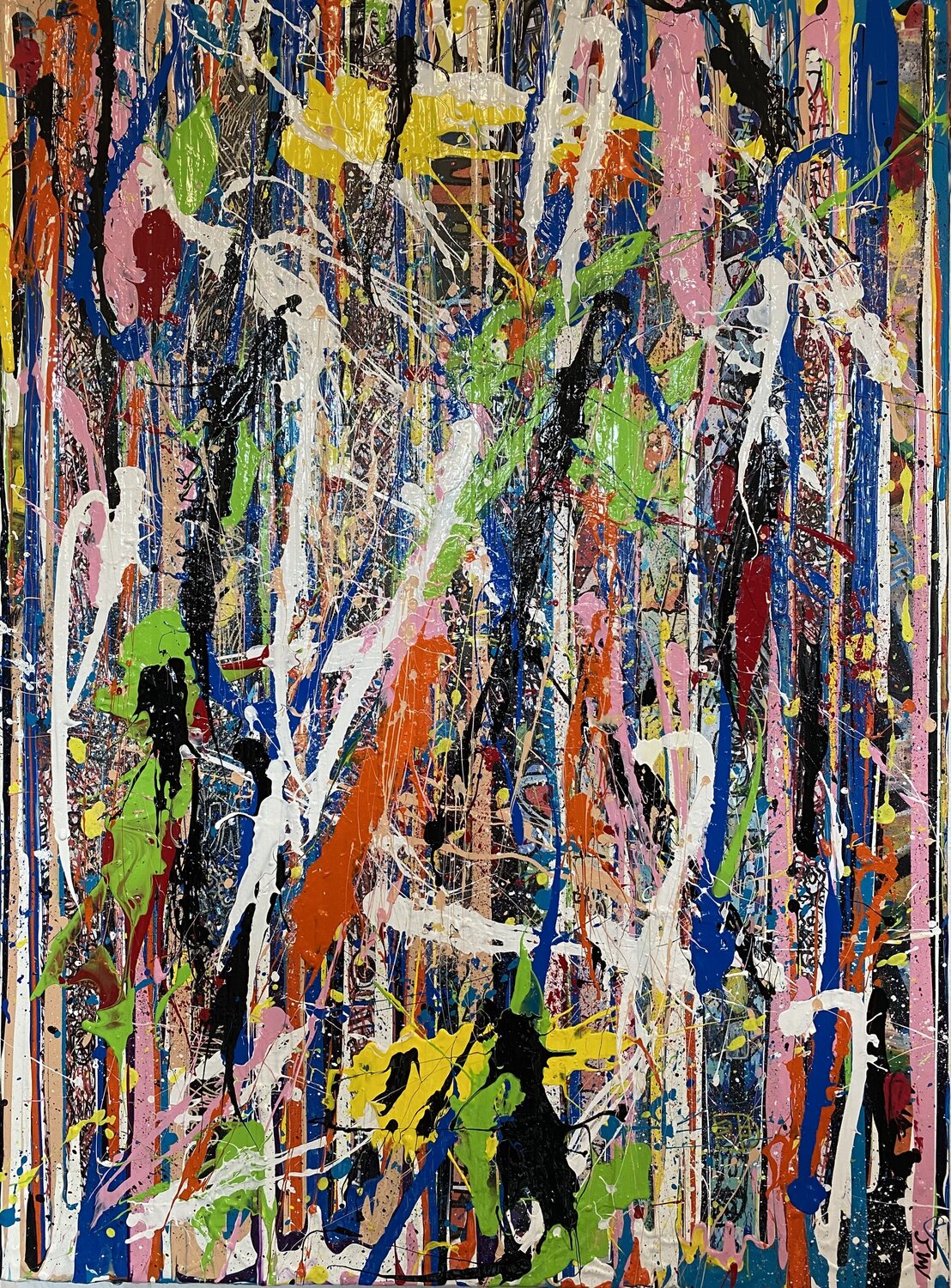Vive les coolures et les fleurs SEB PAUL MICHEL Original painting for sale