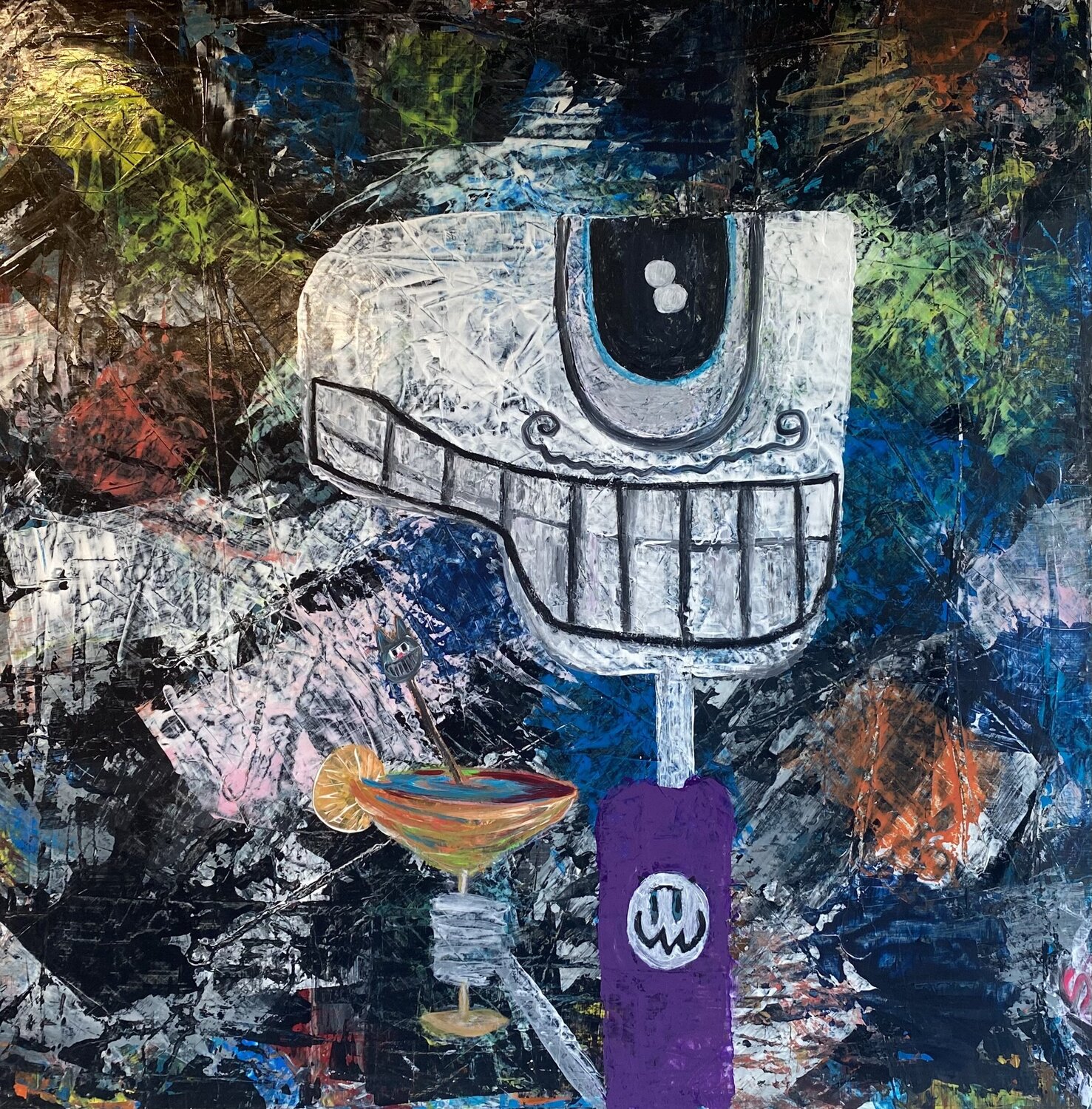 Vive les cocktails SEB PAUL MICHEL Original painting for sale
