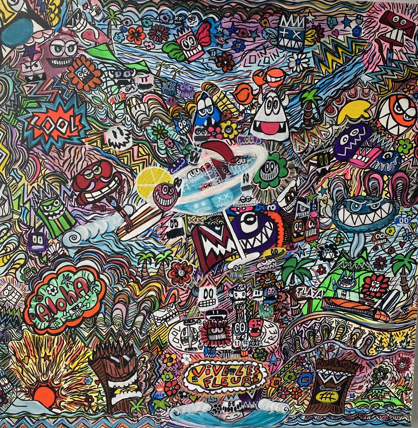 Cool, fun et miaooo SEB PAUL MICHEL Original painting for sale