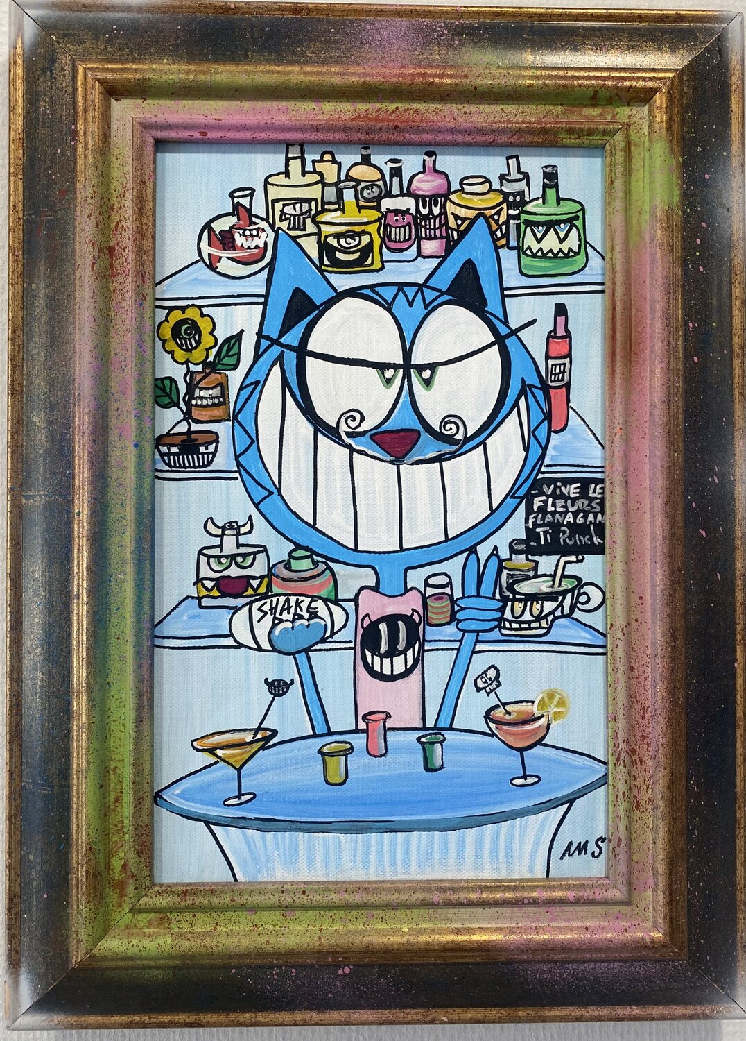 Cocktails and cool SEB PAUL MICHEL Original painting for sale
