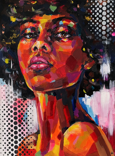 A black woman's magical gaze by Leah Larisa Bunshaft, Painting for Sale on Select