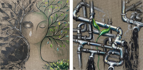 Diptych Changes by Leah Larisa Bunshaft, Painting for Sale on Select