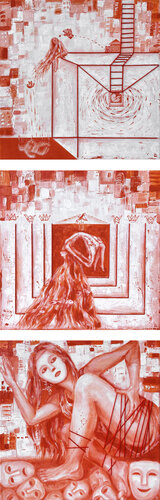 Triptych - Her Place and Frameworks by Leah Larisa Bunshaft, Painting for Sale on Select