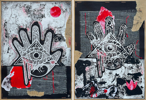 Threads of Displacement 1. Diptych by Leah Larisa Bunshaft, Painting for Sale on Select