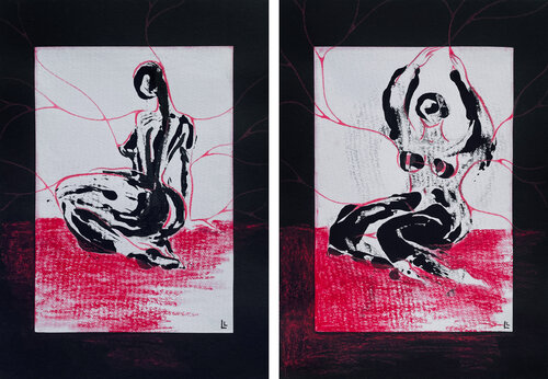 Red Theads by Leah Larisa Bunshaft, Painting for Sale on Select