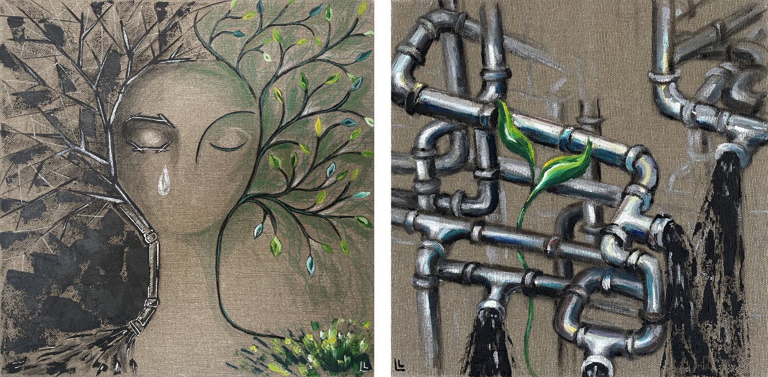 Diptych Changes Leah Larisa Bunshaft Original painting for sale