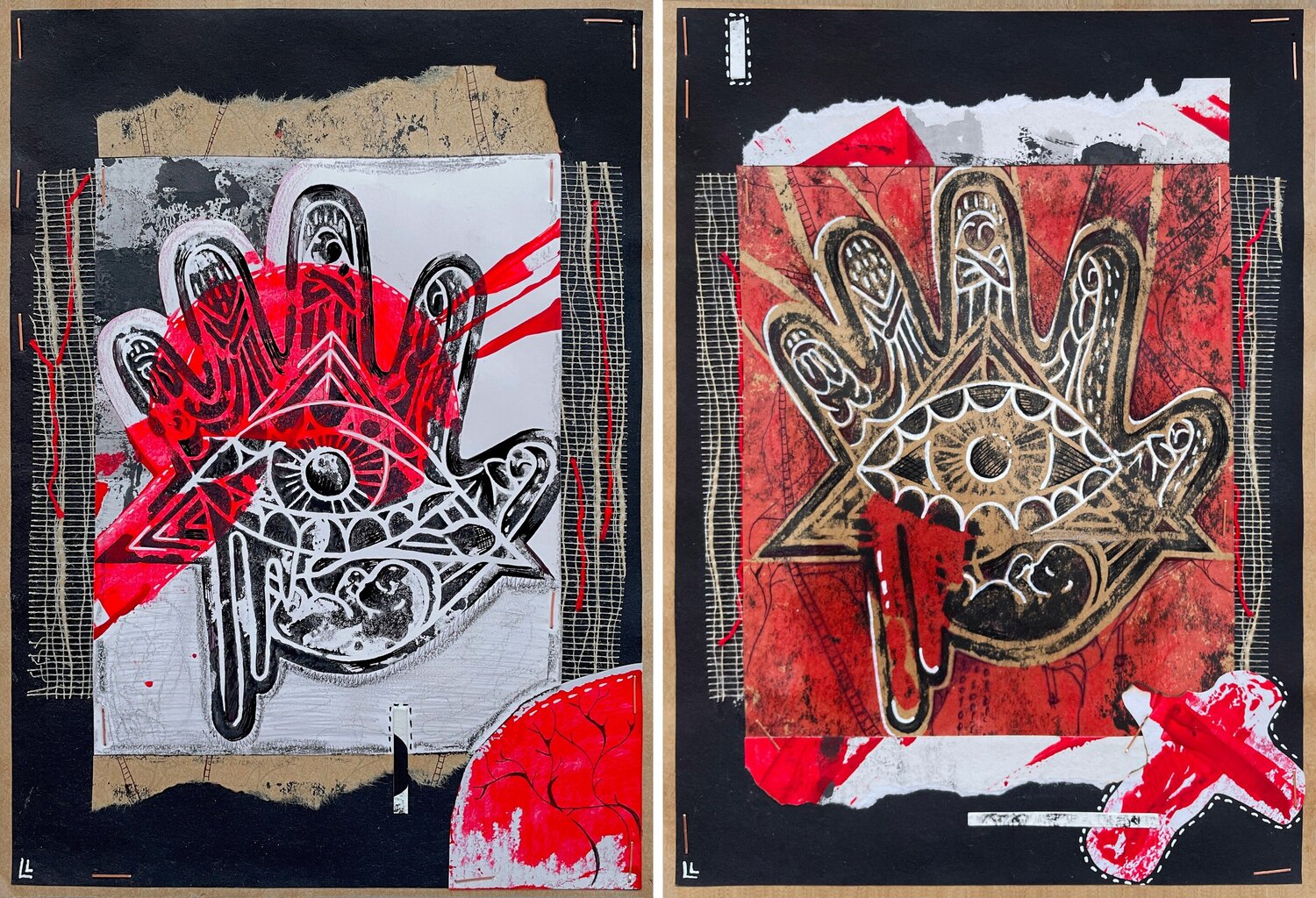 Threads of Displacement 2. Diptych Leah Larisa Bunshaft Original painting for sale