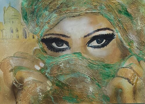 Fasziniert von den Augen in Dubai by Ursula Gnech, Painting for Sale on Select