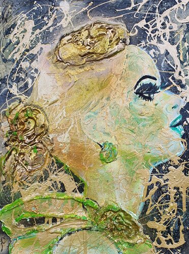 The golden surprise in the night by Ursula Gnech, Painting for Sale on Select