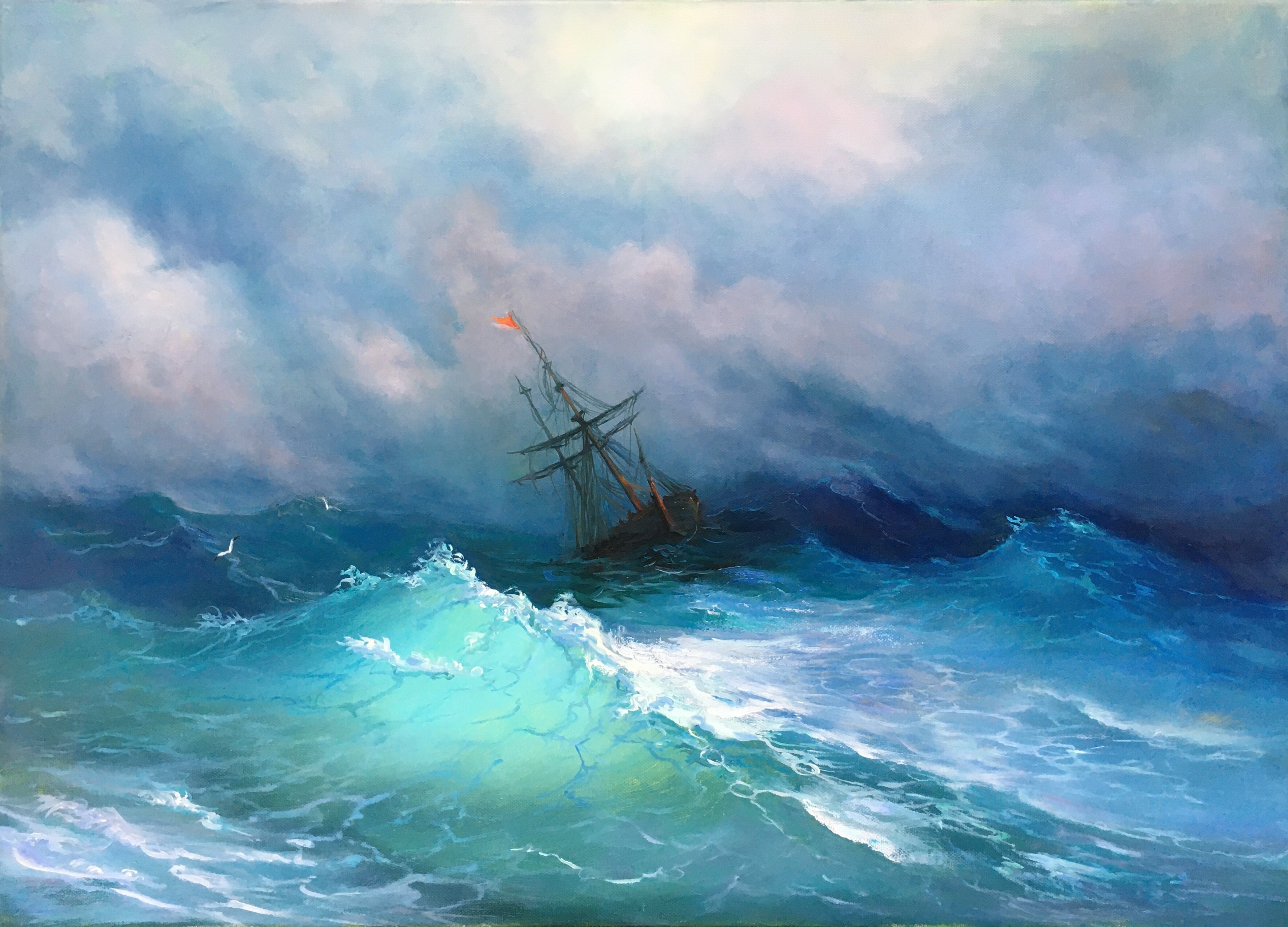 Ship in The Stormy Sea