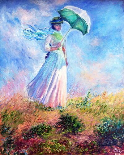 Woman with Umbrella Claude Monet. Oil Reproduction. by Olga Begisheva K., Painting for Sale on Select