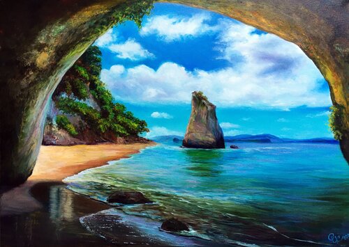 View from the cave by Olga Begisheva K., Painting for Sale on Select