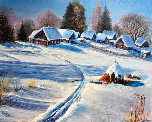 January. Winter Landscape. by Olga Begisheva K., Painting for Sale on Select