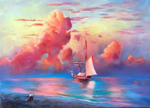 Sunset by Ivan Aivazovsky by Olga Begisheva K., Painting for Sale on Select
