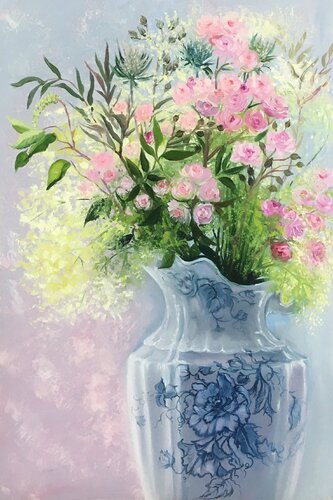Pink roses by Olga Begisheva K., Painting for Sale on Select