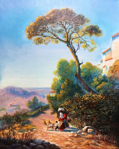 Italian Landscape with a Stone Pine von Olga Begisheva K., Malerei kaufen auf Select
