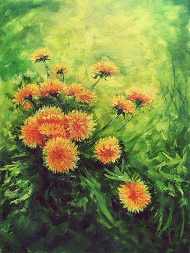 Dandelions in Bloom von Olga Begisheva K., Malerei kaufen auf Select