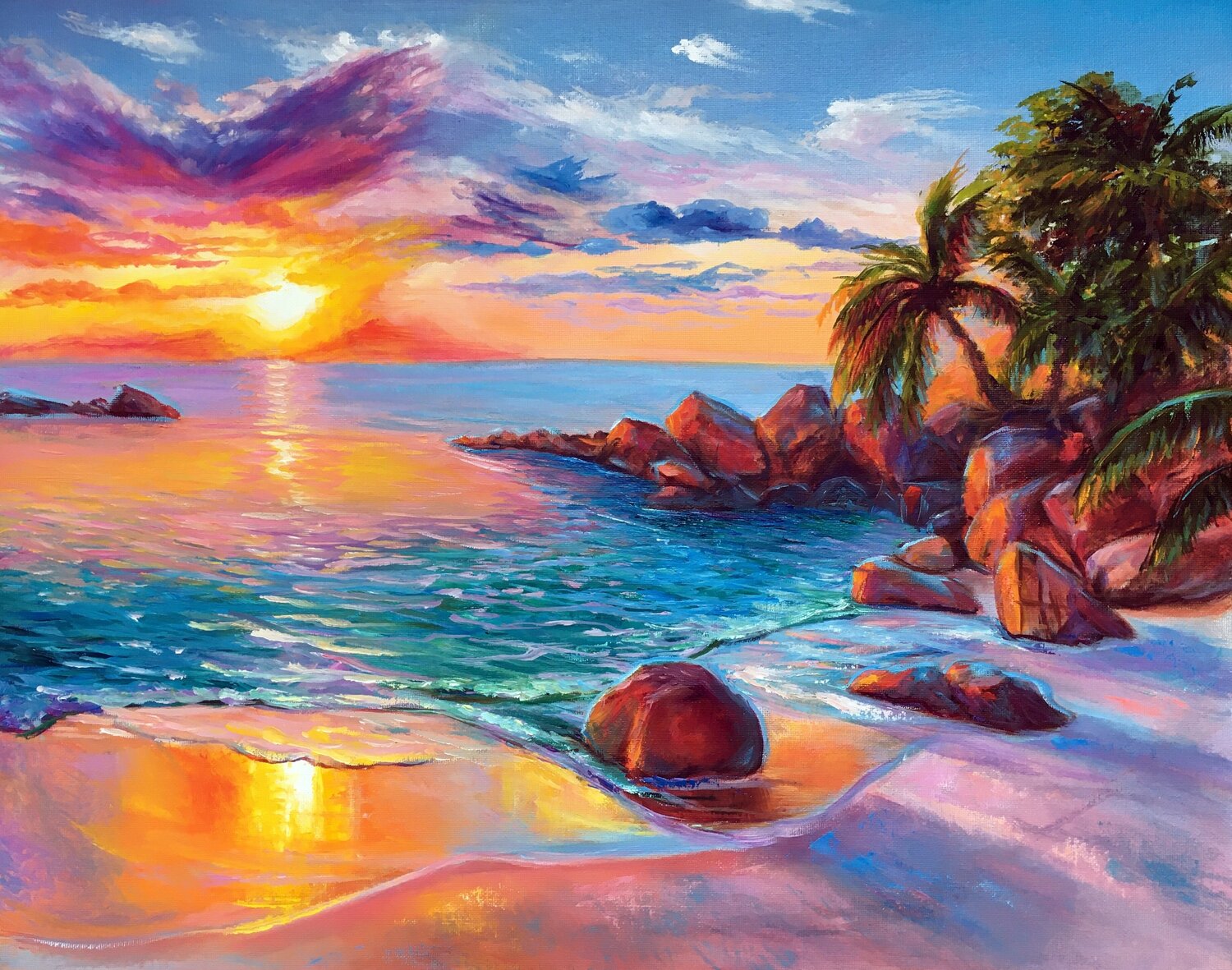 Tropical landscape Olga Begisheva K. Original painting for sale
