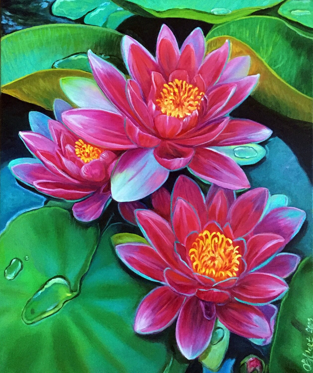 Water lilies Olga Begisheva K. Original painting for sale