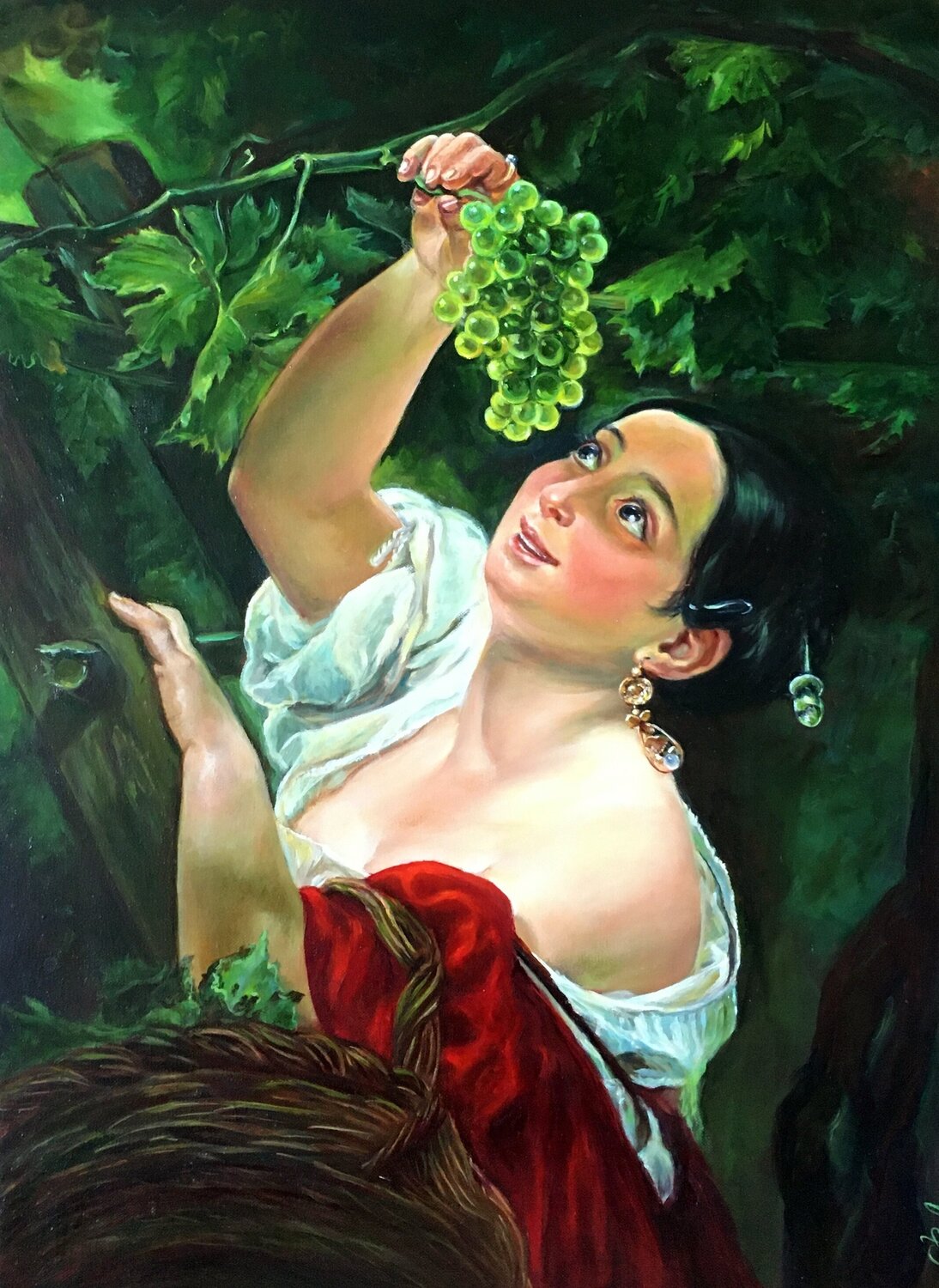 Italian Midday by Karl Bryullov. Oil Reproduction. Olga Begisheva K. Original painting for sale