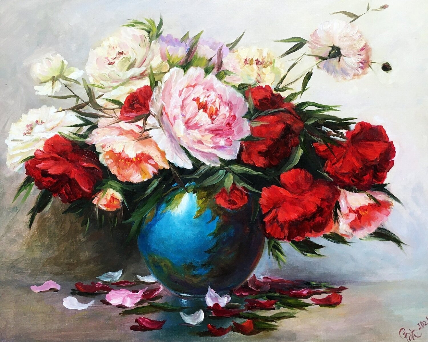 Peonies Olga Begisheva K. Original painting for sale
