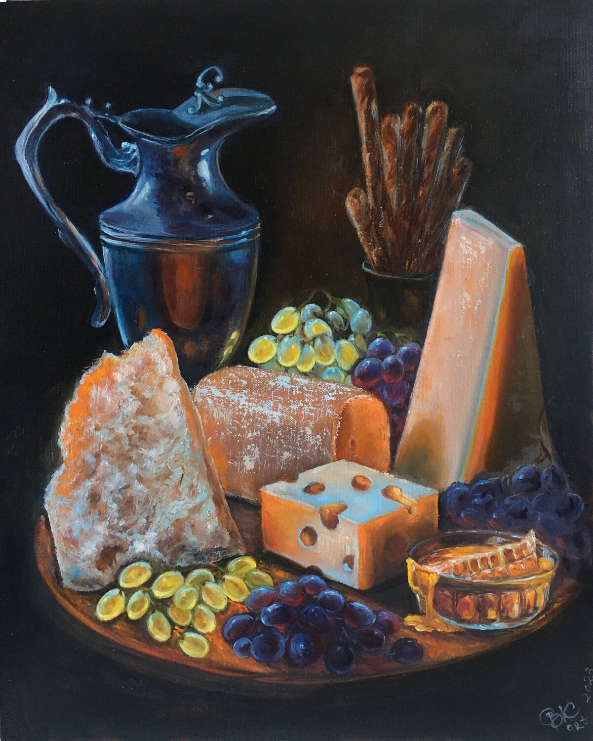 Still life with cheese Olga Begisheva K. Original painting for sale