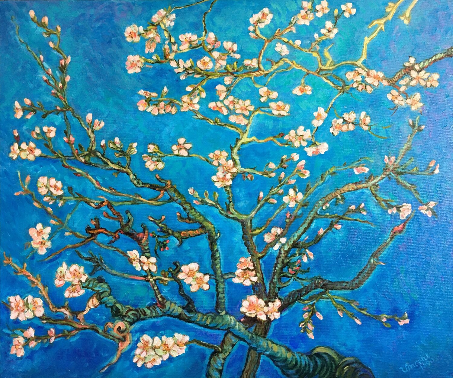 Almond Blossom by V. Van Gogh Olga Begisheva K. Original painting for sale