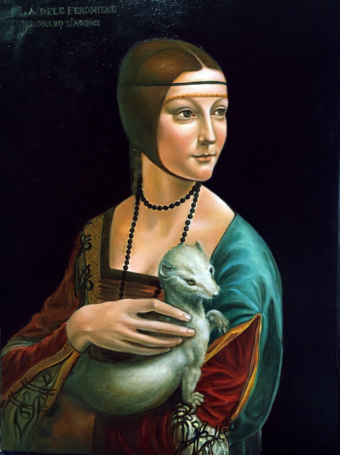 Lady with an Ermine by Leonardo Da Vinci Olga Begisheva K. Original painting for sale