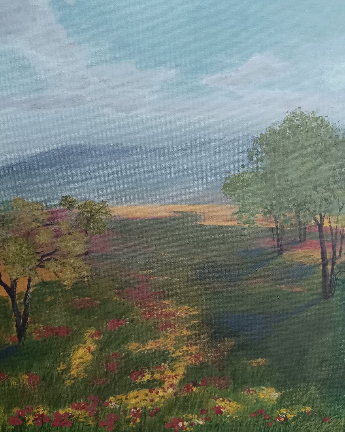 Der Garten und die Mohnblumen am Nachmittag Gulschan Rokzad Original painting for sale