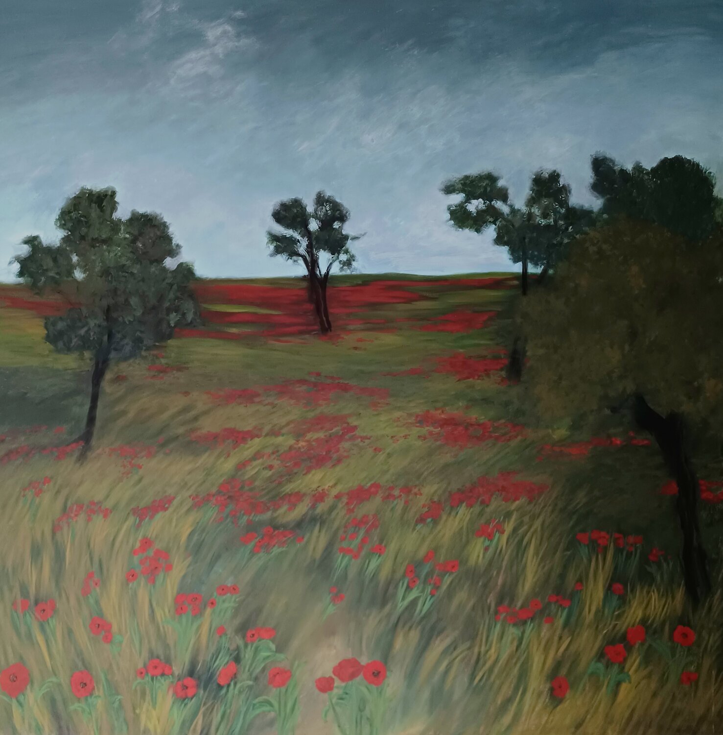 Der Garten und die Mohnblumen Gulschan Rokzad Original painting for sale