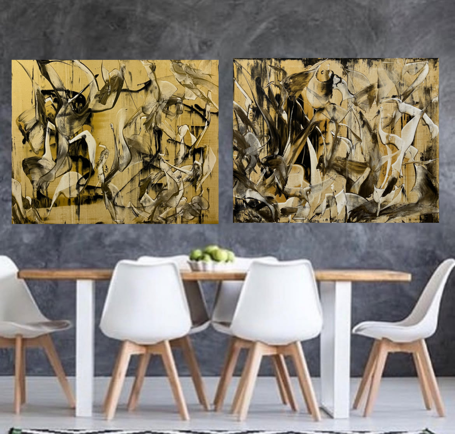 BIRDS ( DITTICO 80x100 - 80x100) Roberto Buccilli Original painting for sale